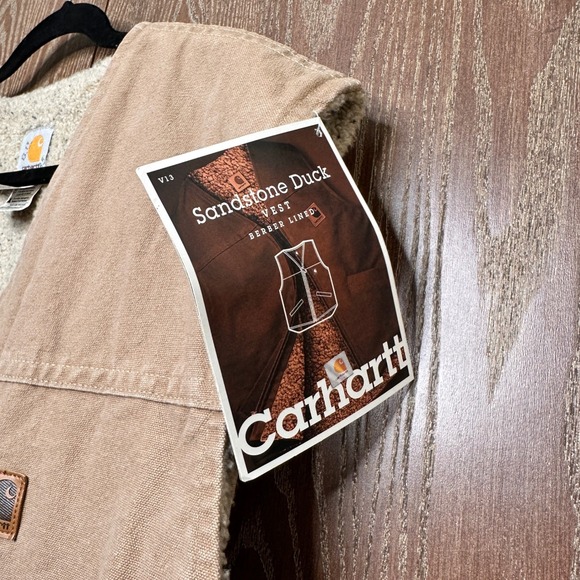 NWT Carhartt Sandstone Duck Vest Berber Fleece Lined Men 4X Regular Tan Workwear - Picture 5 of 10